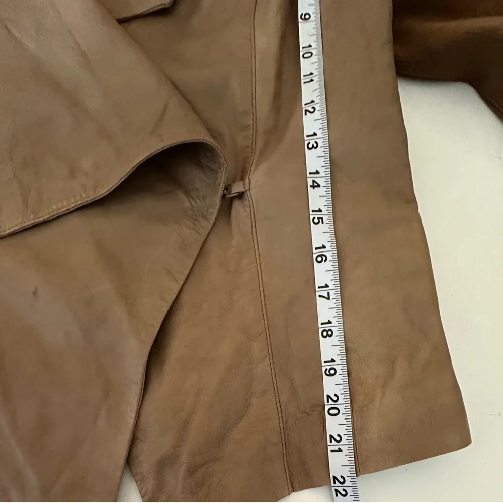 trouvé Brown Carmel Buttery Leather Moto Ribbed Asymmetrical Jacket M*SPOTS*‎
